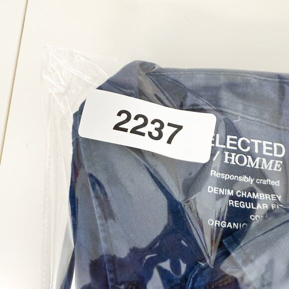 Selected Homme Mens Denim Chambrey Regular Fit Shirt Button Down Blue - 15 S - Picture 8 of 8